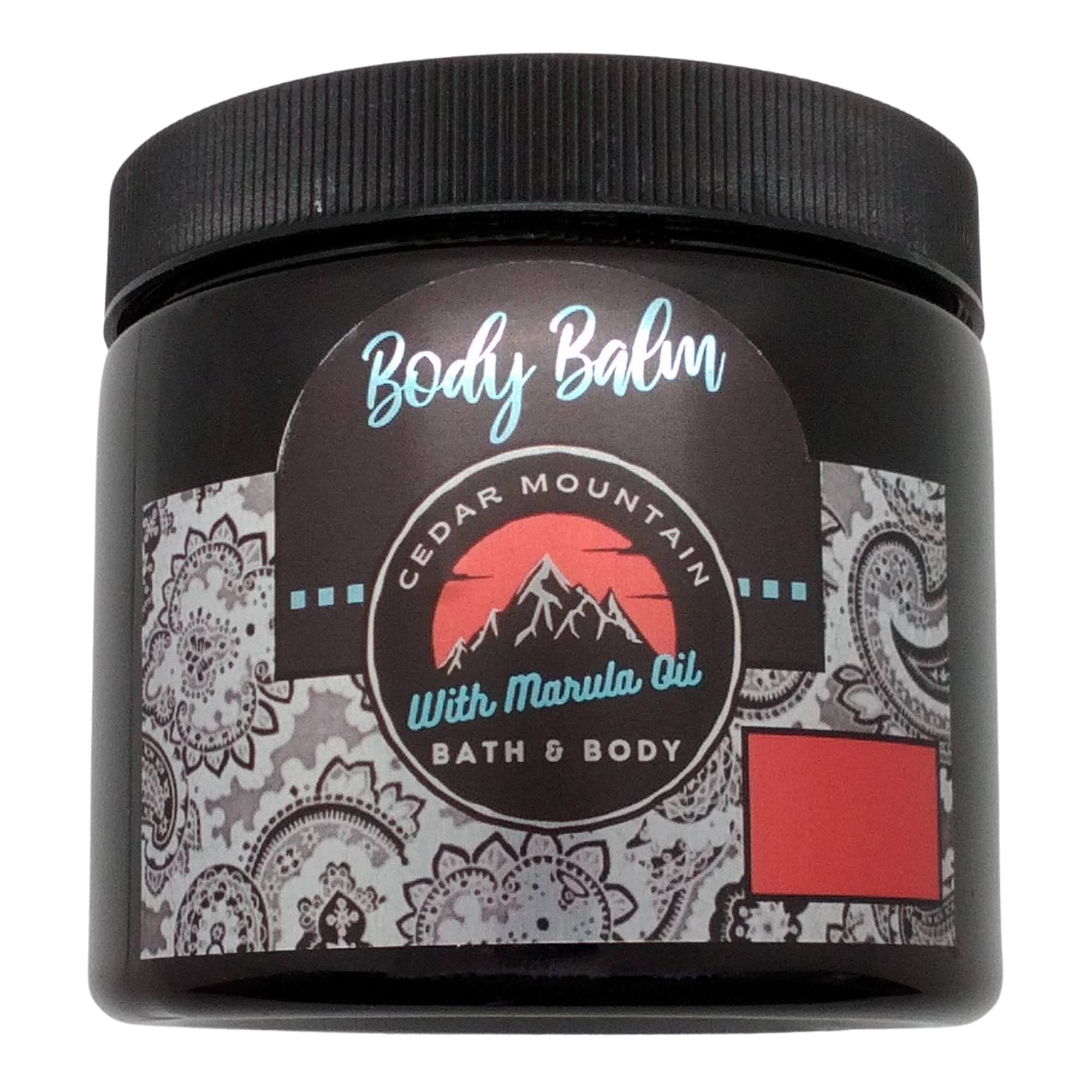 Cedar Mountain Oriental Rose Marula Oil Body Balm in a 16 Oz jar, showcasing its luxurious texture and elegant packaging.